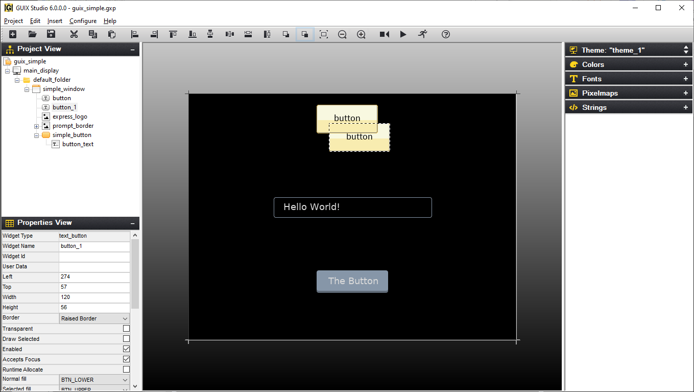 Screenshot of the button z-order.