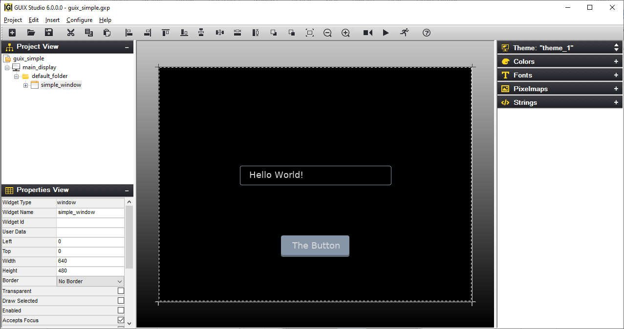Screenshot of the GUIX Studio UI.